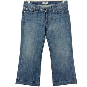 Deluxe Premium Denim Womens Blue Cropped Jeans Size 29 Wide Leg Stretch Mid Rise